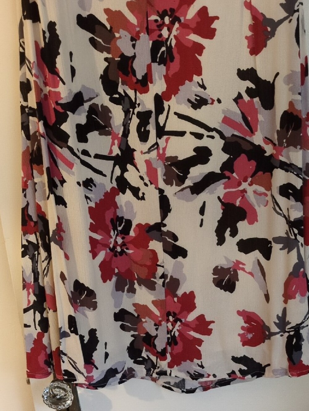 En Creme Floral Cream Mini Dress with Pink and Black Blooms - Picture 3 of 6